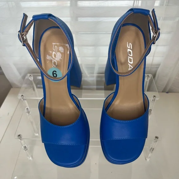 Soda Blue Platform Sandals – Women’s Size 6 - Picture 3 of 10